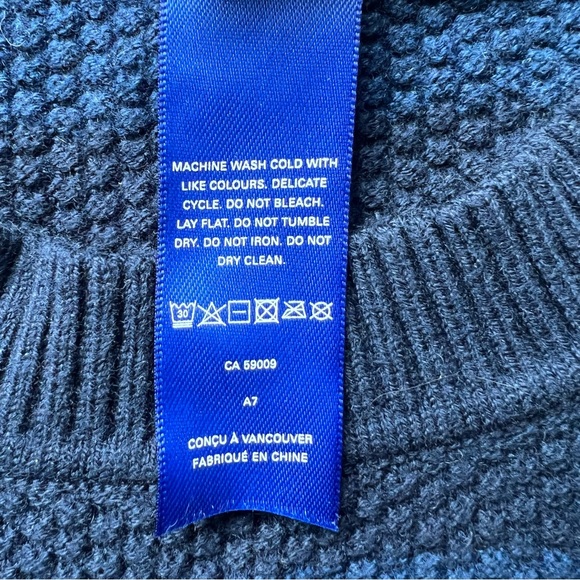 Kit and Ace Merino Wool Blend Sweaters Men’s Navy Waffle Knit Size L - Picture 8 of 10